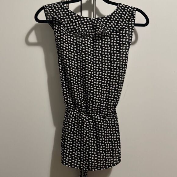 Max studio polka dot blouse size large ruffle tie top - Picture 3 of 5